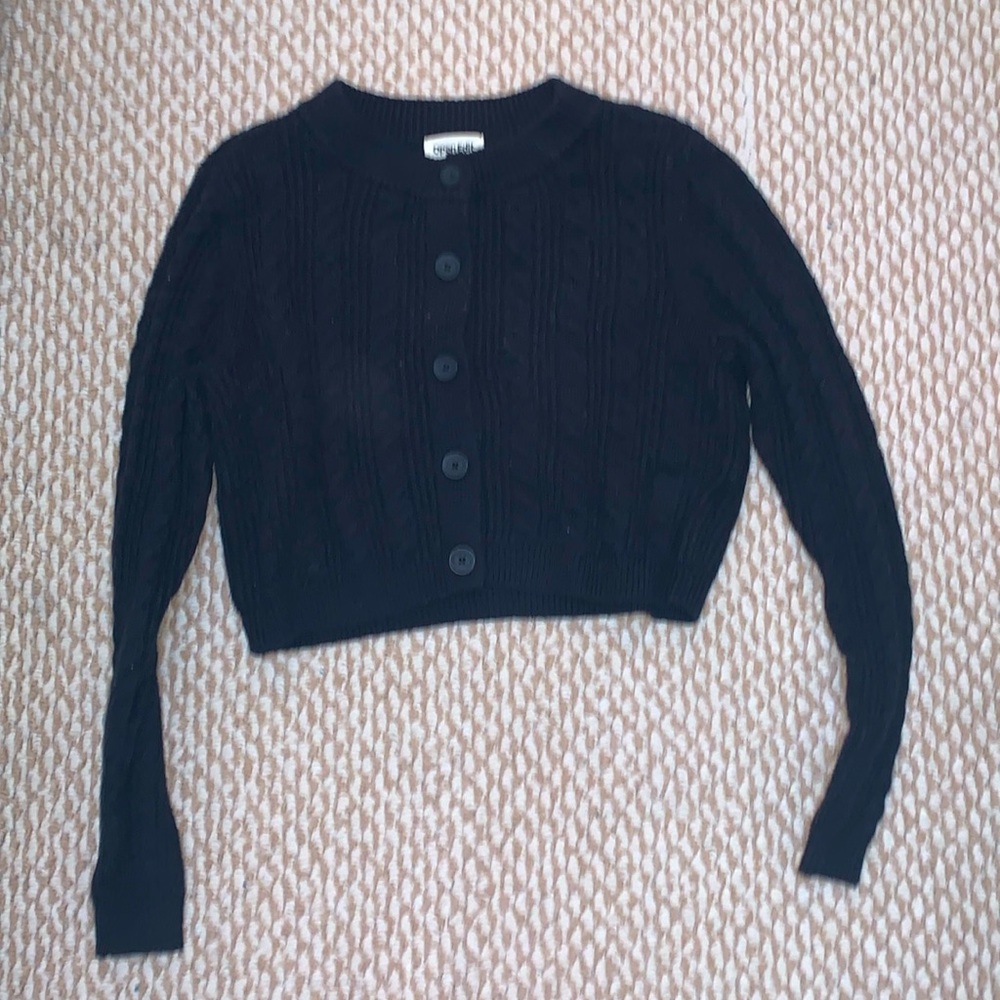 Black Button-Up Open Edit Sweater